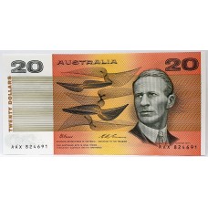 AUSTRALIA 1993 . TWENTY 20 DOLLAR BANKNOTE . ERROR . REGISTRATION SHIFT